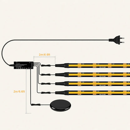 Kit de ruban LED COB à capteur pour panneau arrière - Dimmable, PCB noir