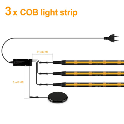 Behind-Panel Sensor COB LED Strip Light Kit - Dimmable, Black PCB