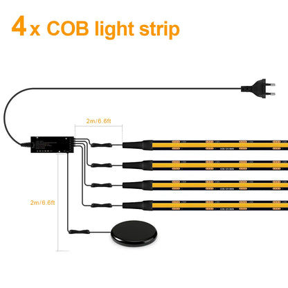 Behind-Panel Sensor COB LED Strip Light Kit - Dimmable, Black PCB