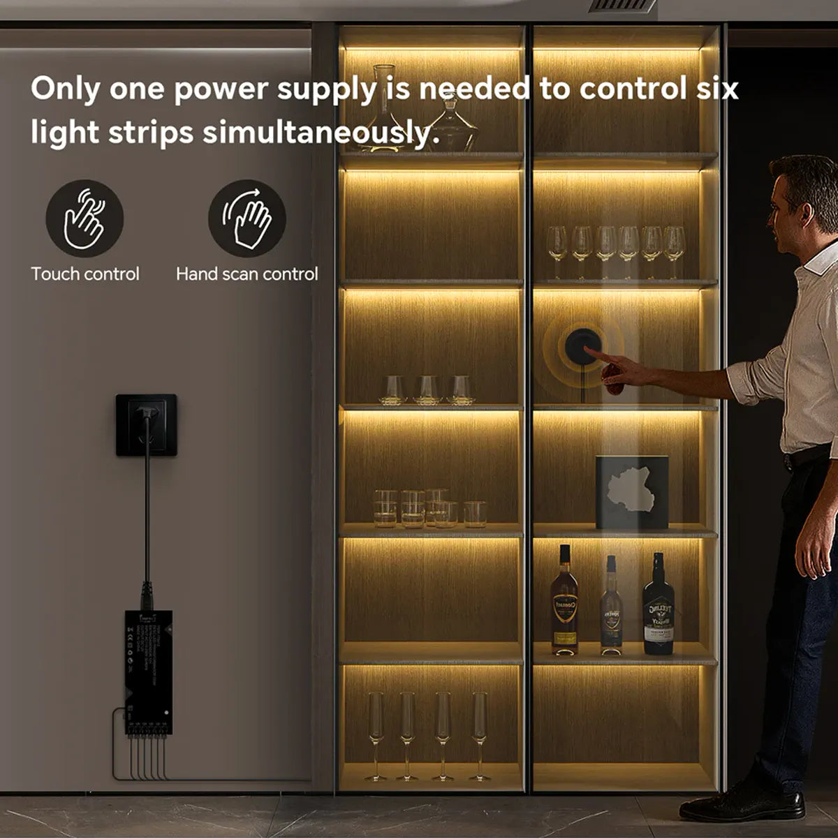 Behind-Panel Sensor COB LED Strip Light Kit - Dimmable, Black PCB