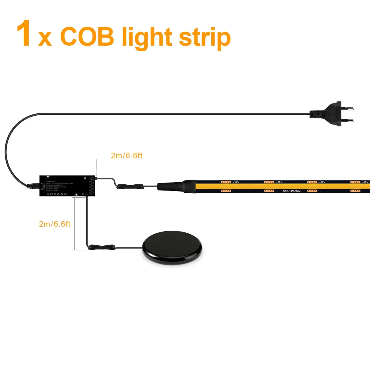 Behind-Panel Sensor COB LED Strip Light Kit - Dimmable, Black PCB