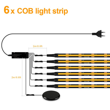 Behind-Panel Sensor COB LED Strip Light Kit - Dimmable, Black PCB