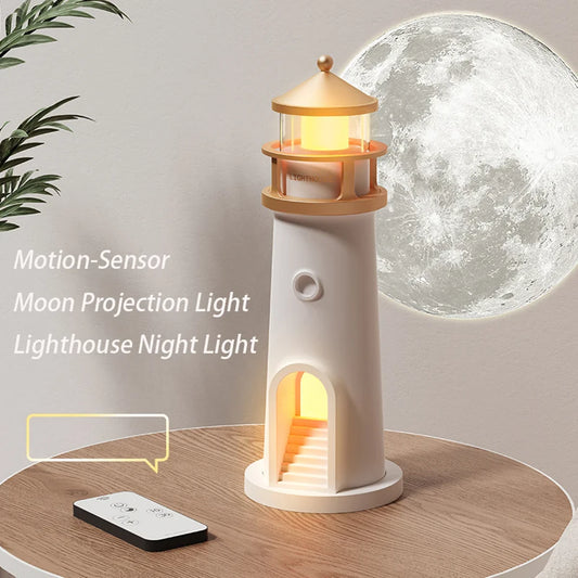 Bluetooth Music Motion Sensor Lighthouse Lamps Moon Lamp Projection Night Light