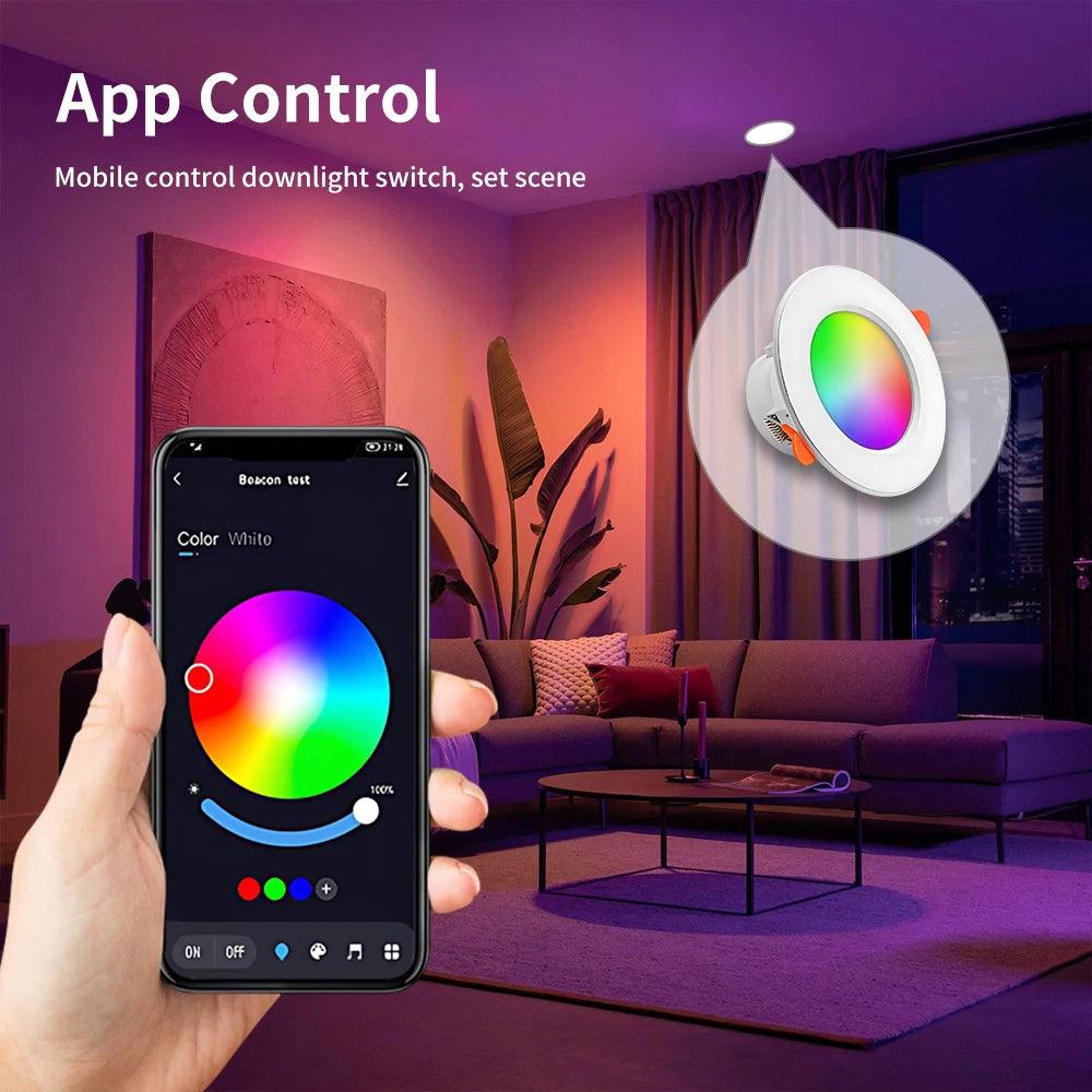 Bluetooth Smart LED Downlight - Dimmable RGB LED Ceiling Lights - Lumaz