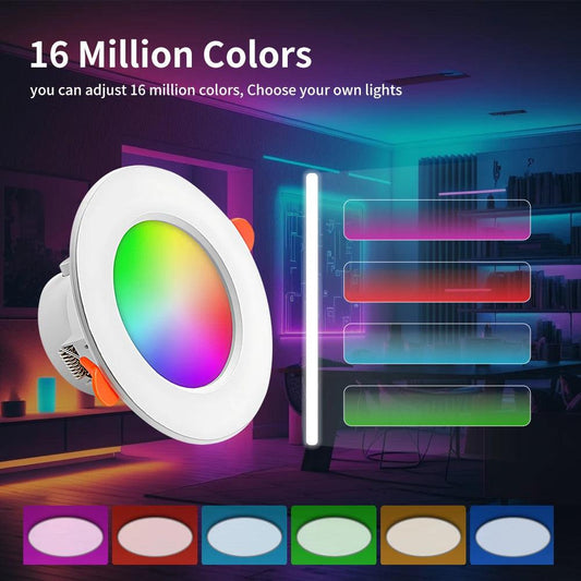 Bluetooth Smart LED Downlight - Dimmable RGB LED Ceiling Lights - Lumaz