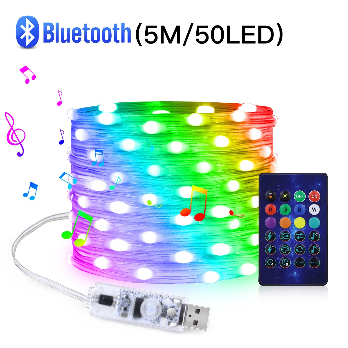 Bluetooth USB LED String Fairy Lights RGBIC Dream Color DIY Christmas Tree - Lumaz