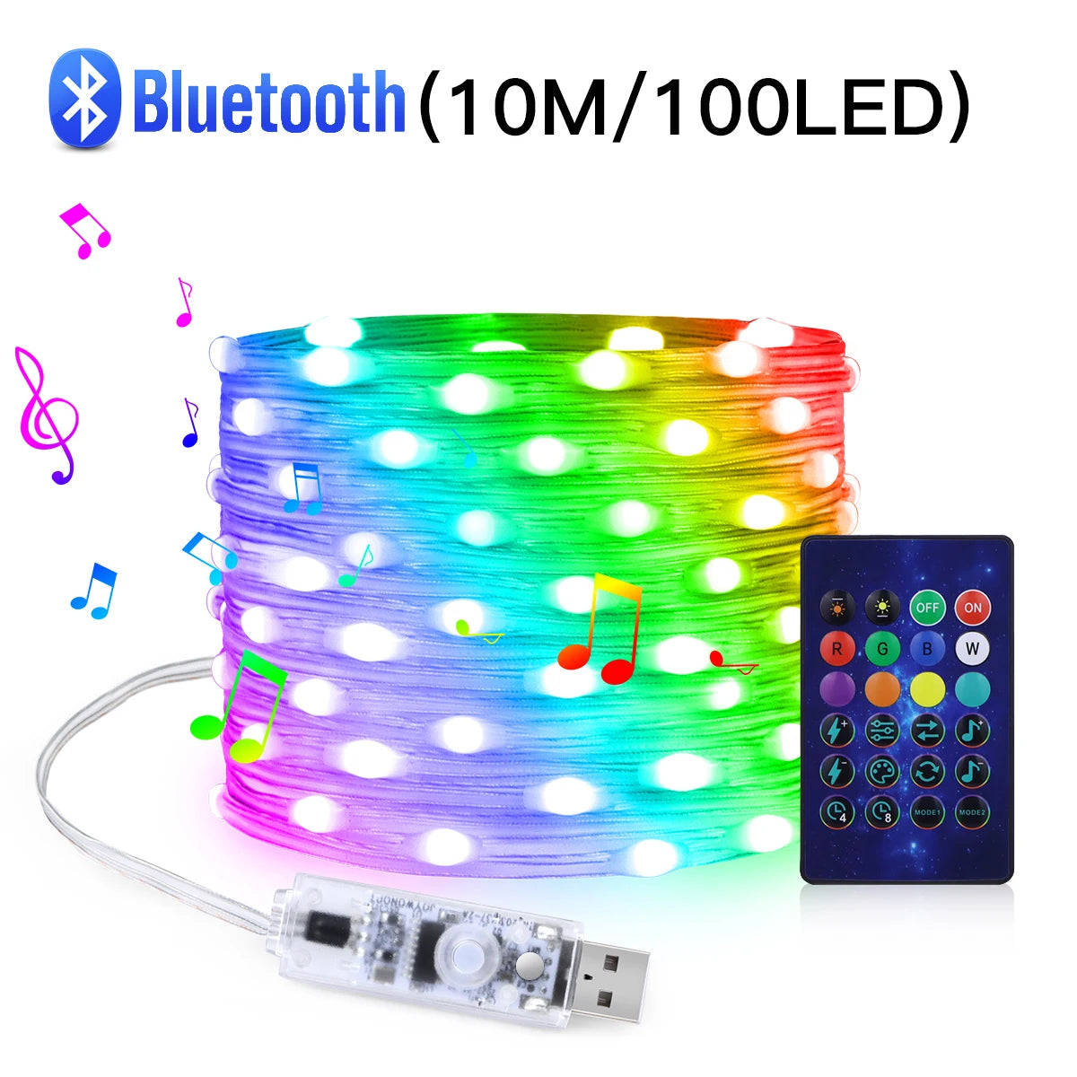 Bluetooth USB LED String Fairy Lights RGBIC Dream Color DIY Christmas Tree - Lumaz