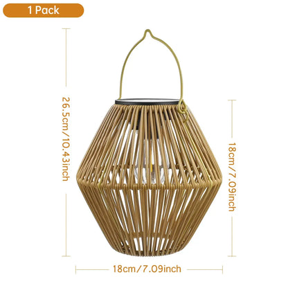 Boho geflochtene Rattan-Solar-Laternen für den Garten – handgefertigt, IP65 wasserdicht, automatische Dämmerung bis Morgengrauen