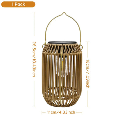 Boho geflochtene Rattan-Solar-Laternen für den Garten – handgefertigt, IP65 wasserdicht, automatische Dämmerung bis Morgengrauen
