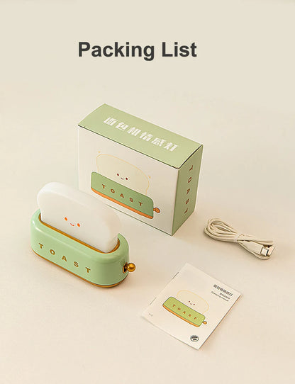 LED-Nachtlicht mit Brot-Toast-Motiv, niedliche Deko für Zuhause, Kawaii-Tischlampe mit Brot-Timer