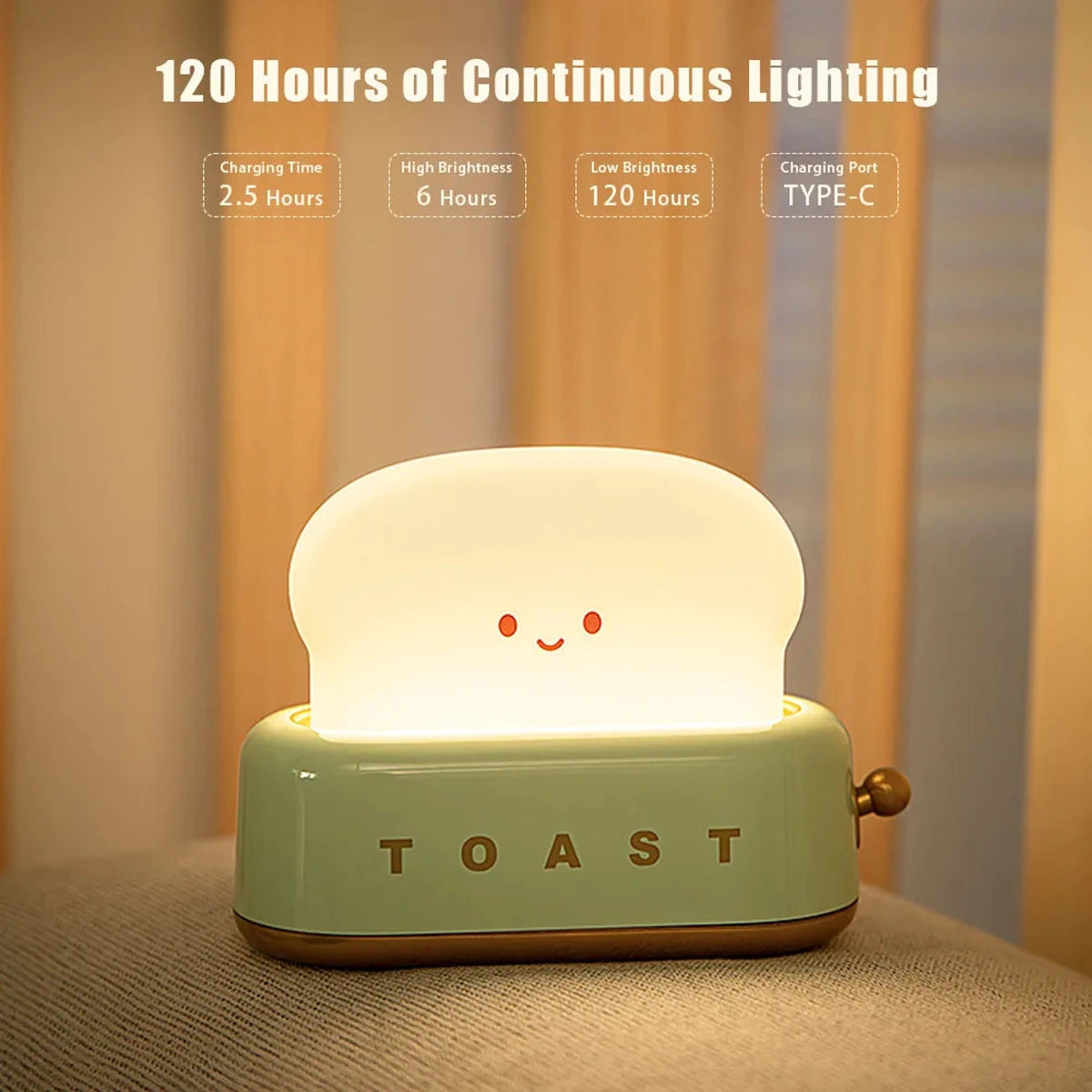 LED-Nachtlicht mit Brot-Toast-Motiv, niedliche Deko für Zuhause, Kawaii-Tischlampe mit Brot-Timer