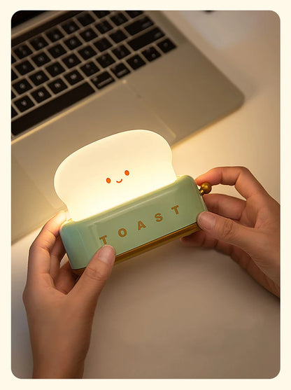 LED-Nachtlicht mit Brot-Toast-Motiv, niedliche Deko für Zuhause, Kawaii-Tischlampe mit Brot-Timer
