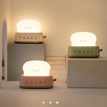 LED-Nachtlicht mit Brot-Toast-Motiv, niedliche Deko für Zuhause, Kawaii-Tischlampe mit Brot-Timer