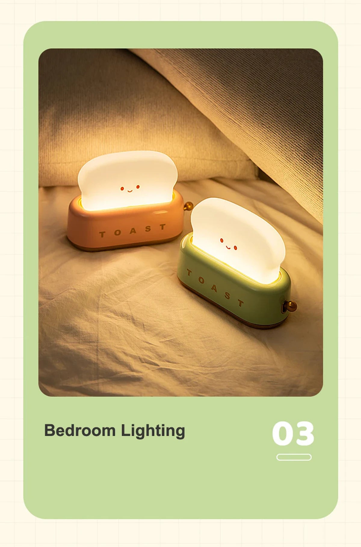 LED-Nachtlicht mit Brot-Toast-Motiv, niedliche Deko für Zuhause, Kawaii-Tischlampe mit Brot-Timer