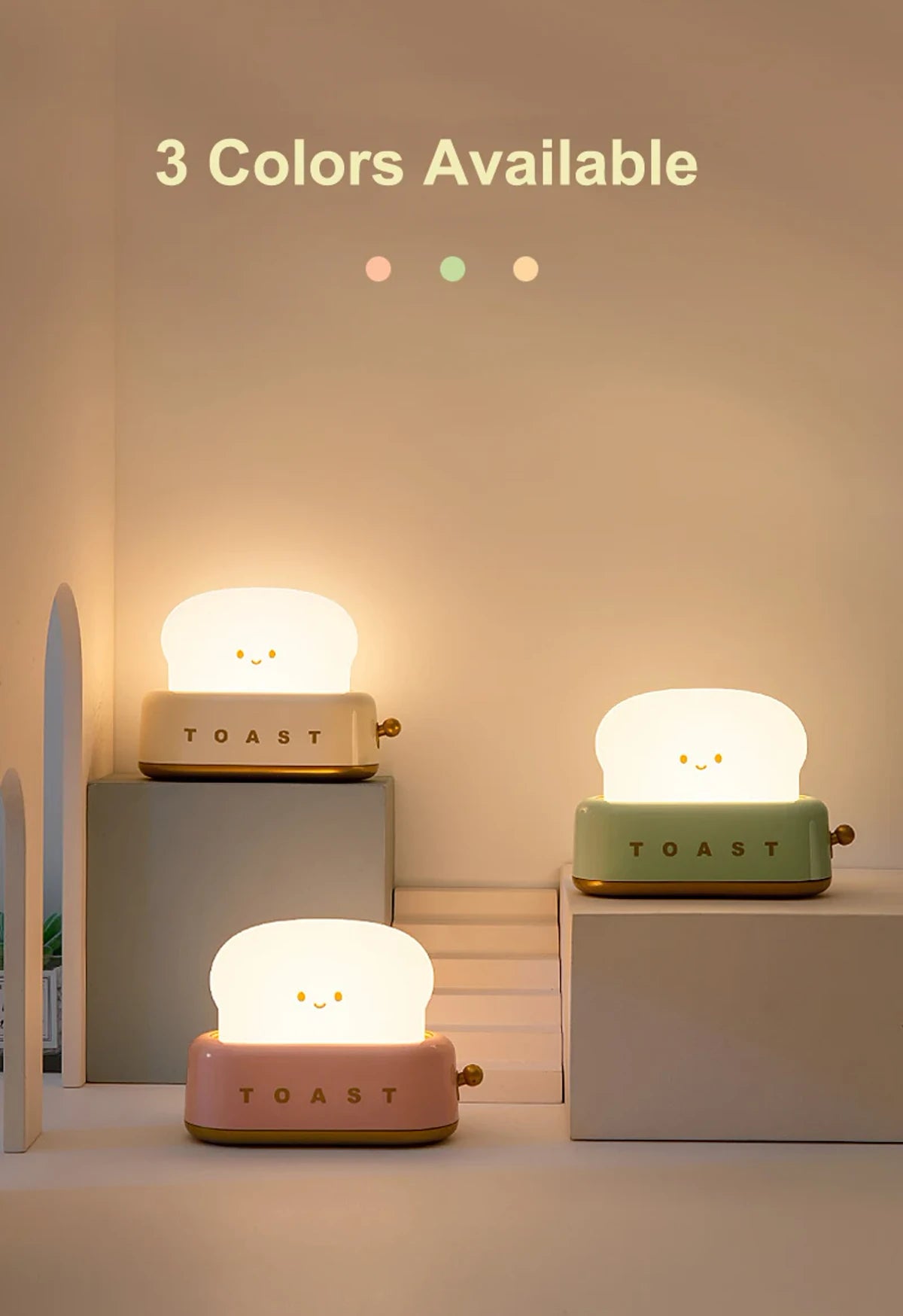 LED-Nachtlicht mit Brot-Toast-Motiv, niedliche Deko für Zuhause, Kawaii-Tischlampe mit Brot-Timer