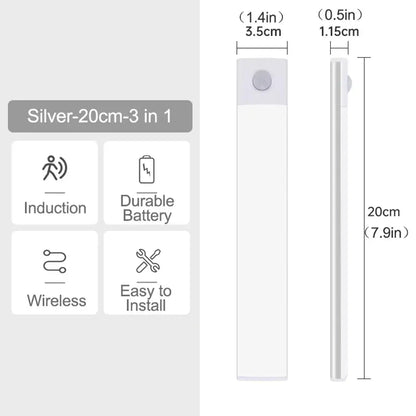 Type-C Rechargeable Under Cabinet LED Light Bar - Smart Motion Sensor, 3 Color
