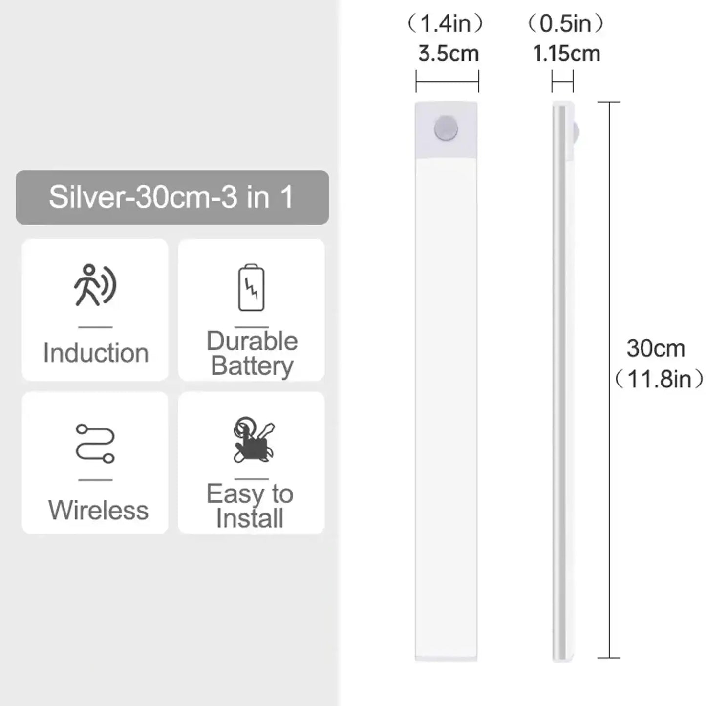 Type-C Rechargeable Under Cabinet LED Light Bar - Smart Motion Sensor, 3 Color
