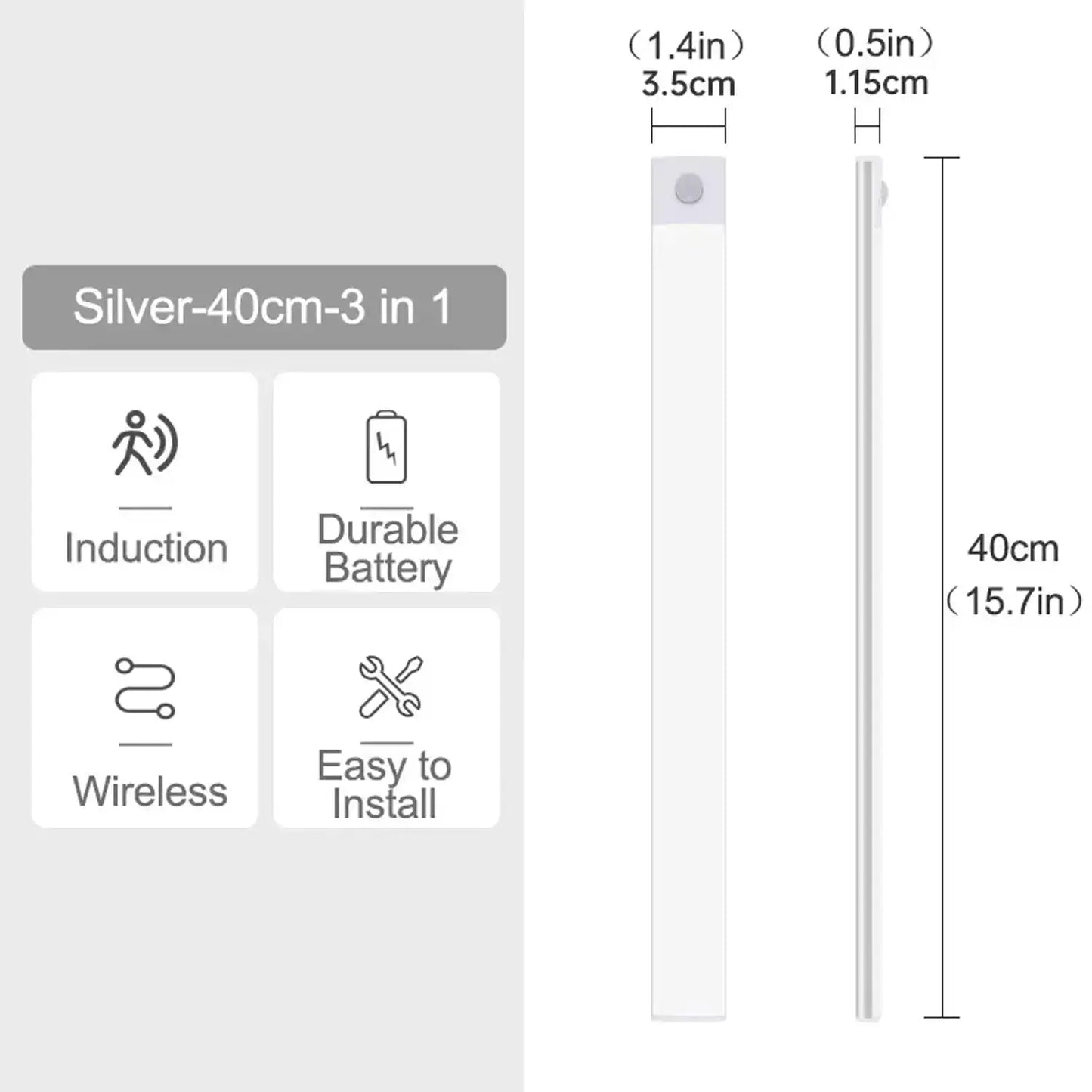 Type-C Rechargeable Under Cabinet LED Light Bar - Smart Motion Sensor, 3 Color