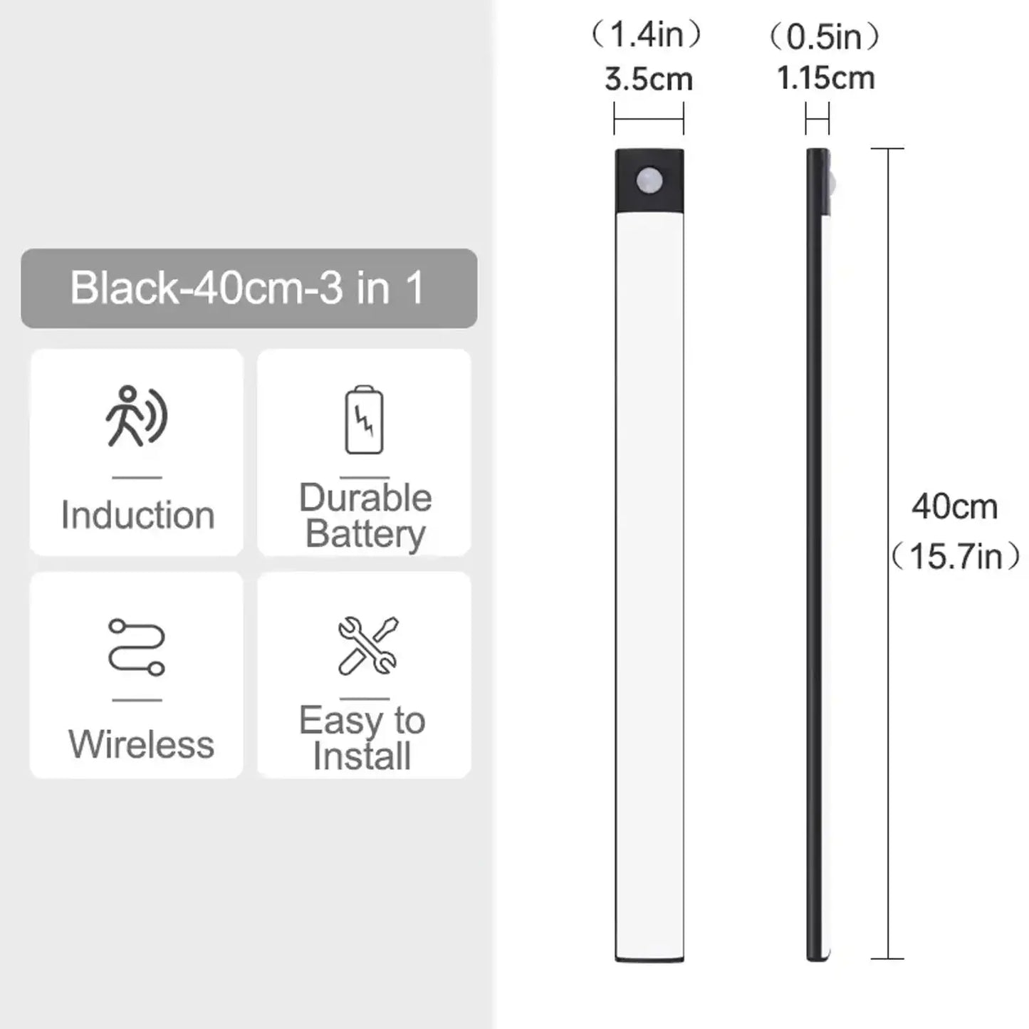 Type-C Rechargeable Under Cabinet LED Light Bar - Smart Motion Sensor, 3 Color