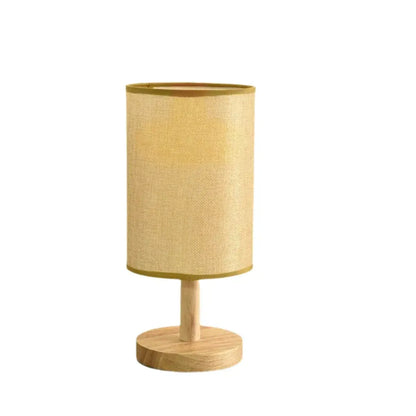 Chinese Style Dimmable LED Table Lamp - USB Plug, Fabric Shade, Bamboo Wood Base