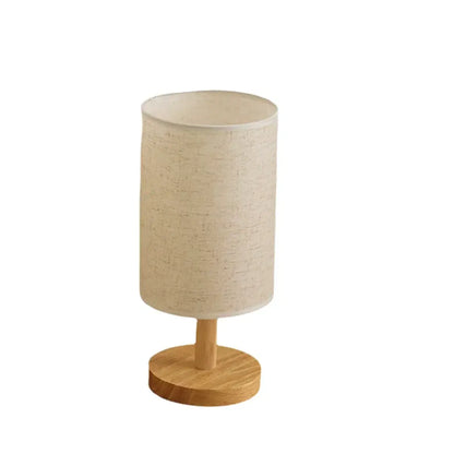 Chinese Style Dimmable LED Table Lamp - USB Plug, Fabric Shade, Bamboo Wood Base