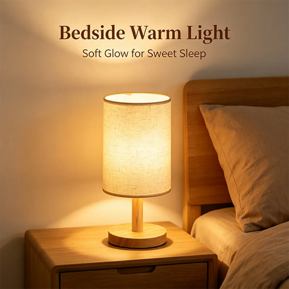 Chinese Style Dimmable LED Table Lamp - USB Plug, Fabric Shade, Bamboo Wood Base