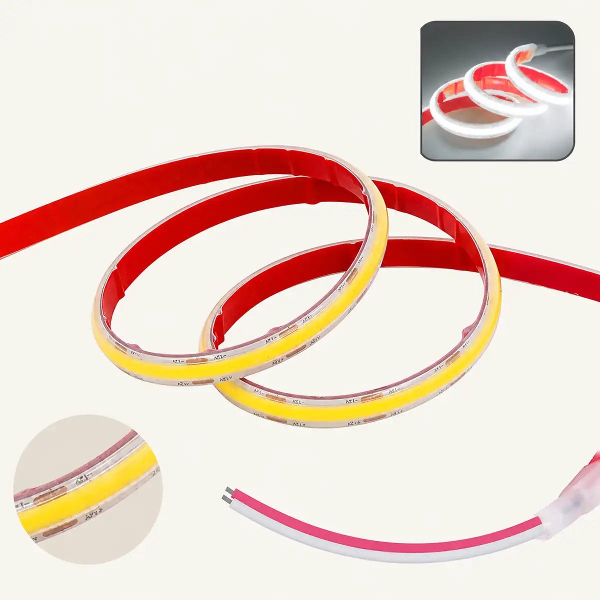 Bande LED COB étanche 12 V IP68 - Tube en silicone laiteux ou transparent