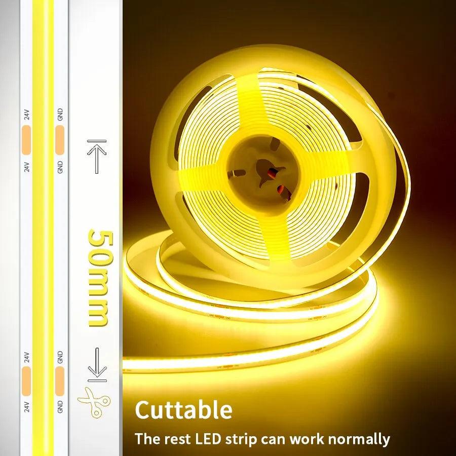 COB High-Density LED Strip Light - Flexible Dimmable Tape 3000-6000K - Lumaz