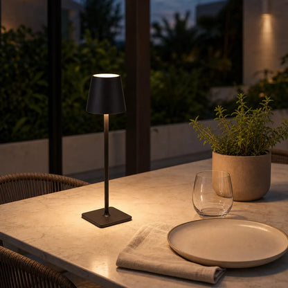 Sculptural Cordless LED Table Lamp - 3-Color Touch Dimming, USB-C Rechargeable, IP54 Waterproof