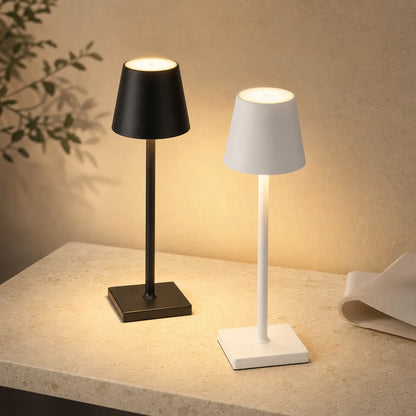 Sculptural Cordless LED Table Lamp - 3-Color Touch Dimming, USB-C Rechargeable, IP54 Waterproof