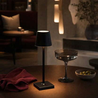 Sculptural Cordless LED Table Lamp - 3-Color Touch Dimming, USB-C Rechargeable, IP54 Waterproof