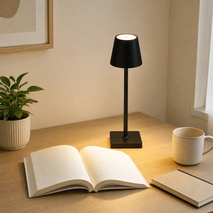 Sculptural Cordless LED Table Lamp - 3-Color Touch Dimming, USB-C Rechargeable, IP54 Waterproof