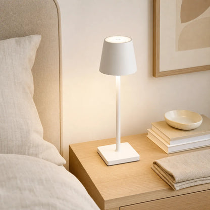 Sculptural Cordless LED Table Lamp - 3-Color Touch Dimming, USB-C Rechargeable, IP54 Waterproof
