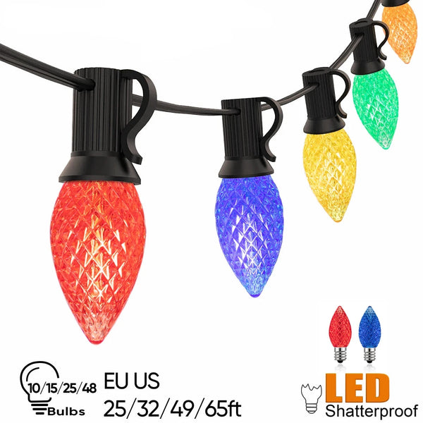 Colorful C7 Led String Lights 110V220V Street Garland Light Waterproof Shatterproof Outdoor Christmas Decoration - Lumaz