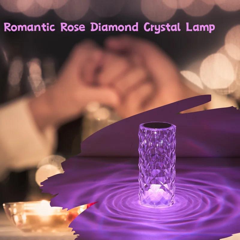 Creative Bedside Crystal Rose Ambient Night Light LED Table Lamp - Lumaz