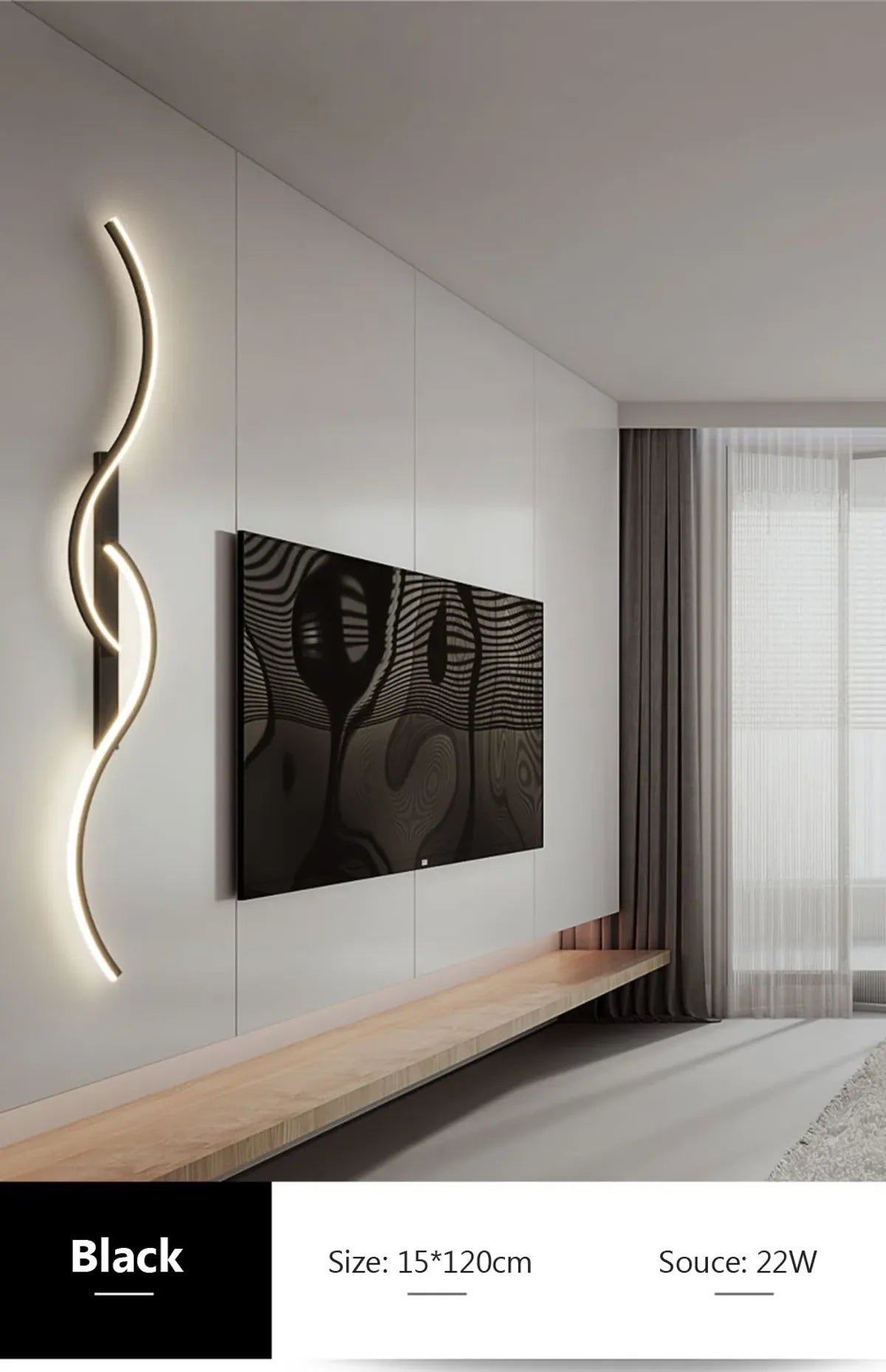 Kreative LED-Wandleuchte „Double S Twist“ – Modernes Aluminium, 3 Varianten, RA90, Schwarz/Gold