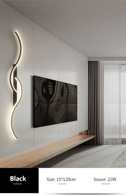 Kreative LED-Wandleuchte „Double S Twist“ – Modernes Aluminium, 3 Varianten, RA90, Schwarz/Gold