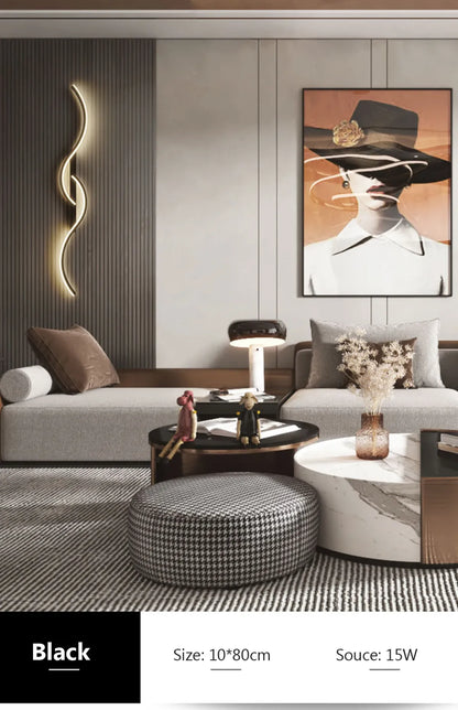 Kreative LED-Wandleuchte „Double S Twist“ – Modernes Aluminium, 3 Varianten, RA90, Schwarz/Gold