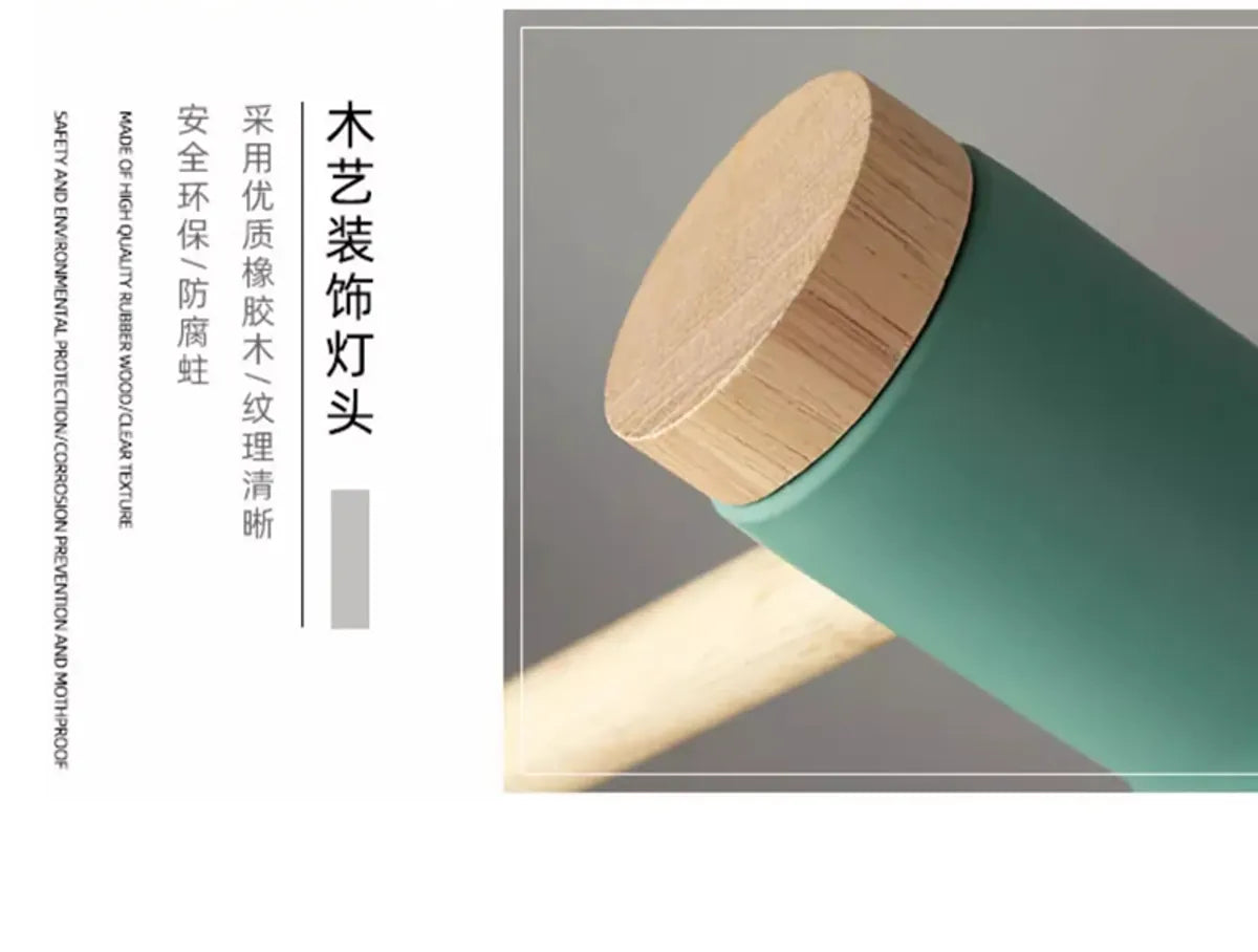 Creative Nordic Table Lamp Wooden Art Bedside LED Turn Head Desk Light