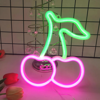 Cute Led Signes Cute Cherry LED Neon Sign - USB & Battery Powered, Wall or Shelf Displ ...