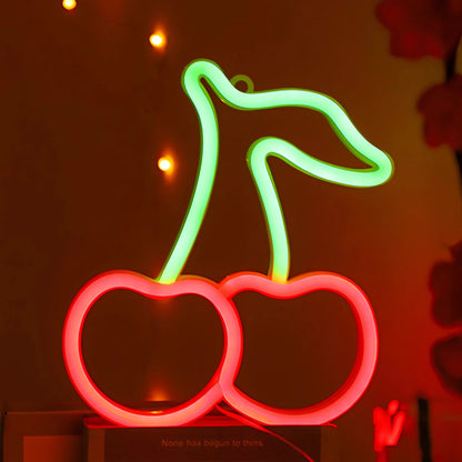 Cute Led Signes Cute Cherry LED Neon Sign - USB & Battery Powered, Wall or Shelf Displ ...