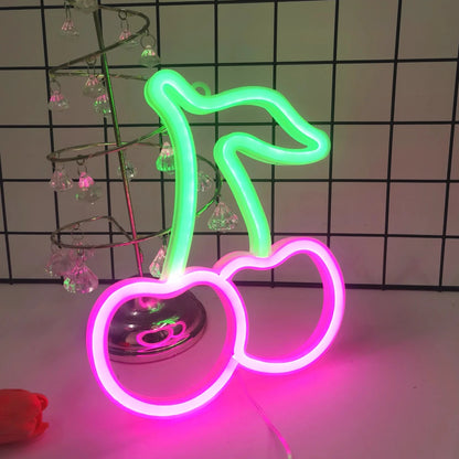 Cute Led Signes Cute Cherry LED Neon Sign - USB & Battery Powered, Wall or Shelf Displ ...