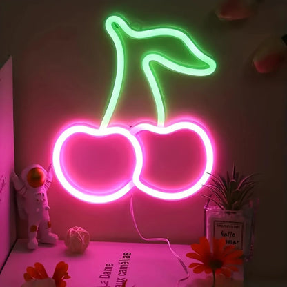 Cute Led Signes Cute Cherry LED Neon Sign - USB & Battery Powered, Wall or Shelf Displ ...