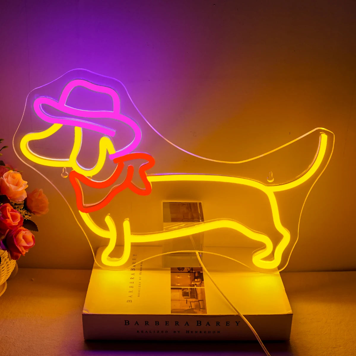 Doghnuts Led Logo Dimmable Dachshund LED Neon Sign - USB Powered, Acrylic Back Panel, Wa ...