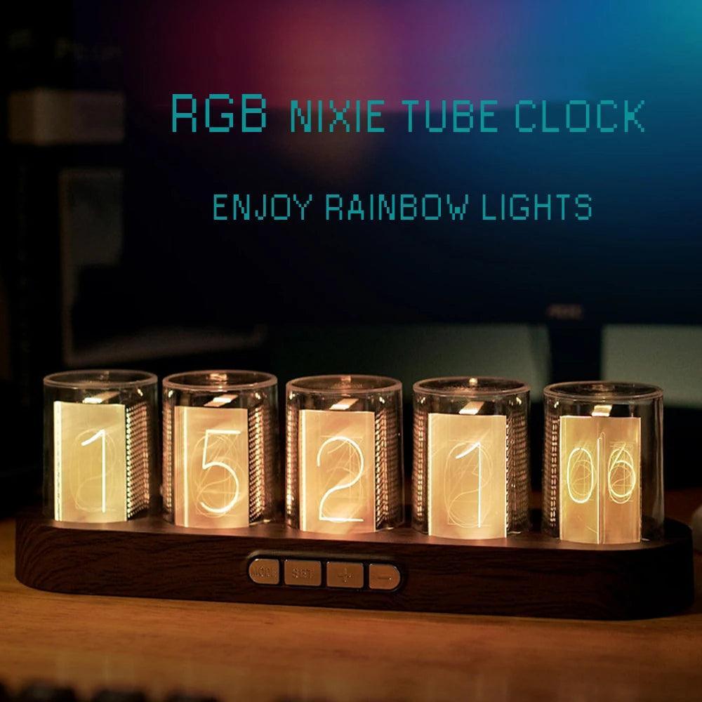 Digital Nixie Tube Clock with RGB LED Glows - Lumaz