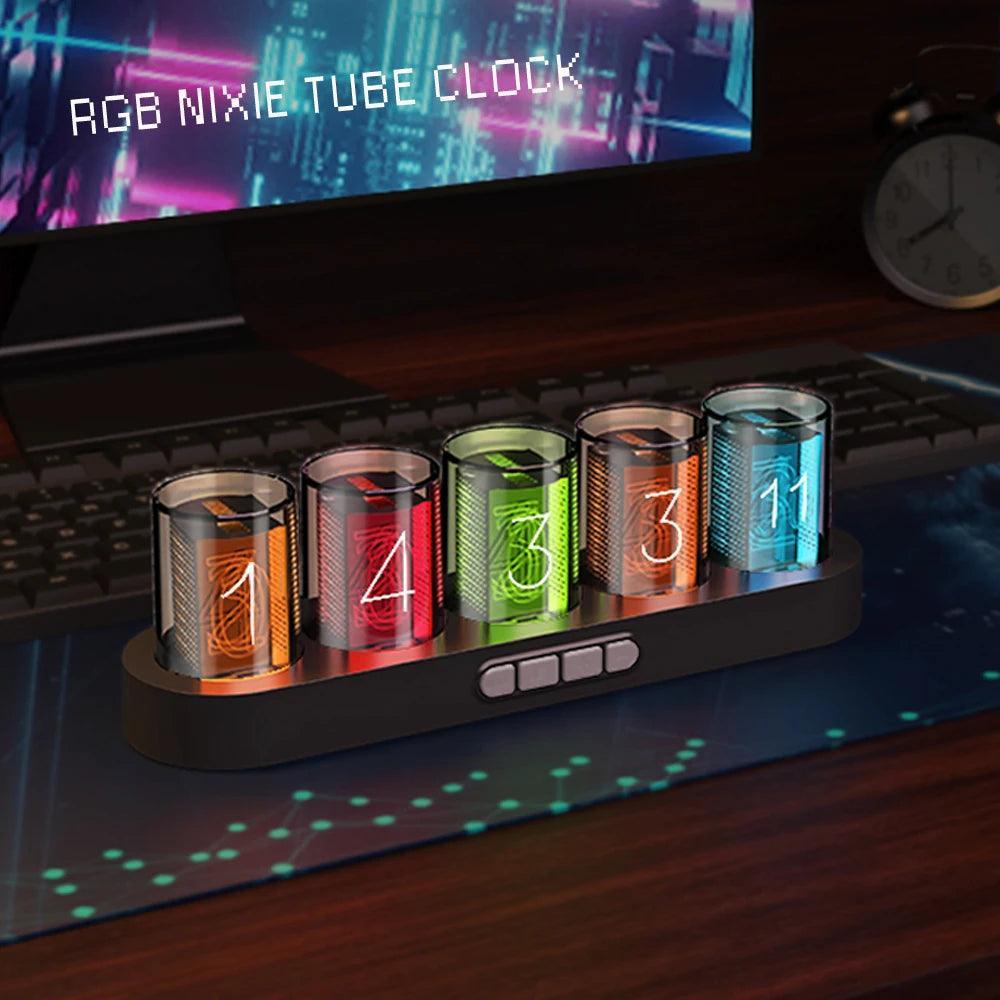 Digital Nixie Tube Clock with RGB LED Glows - Lumaz