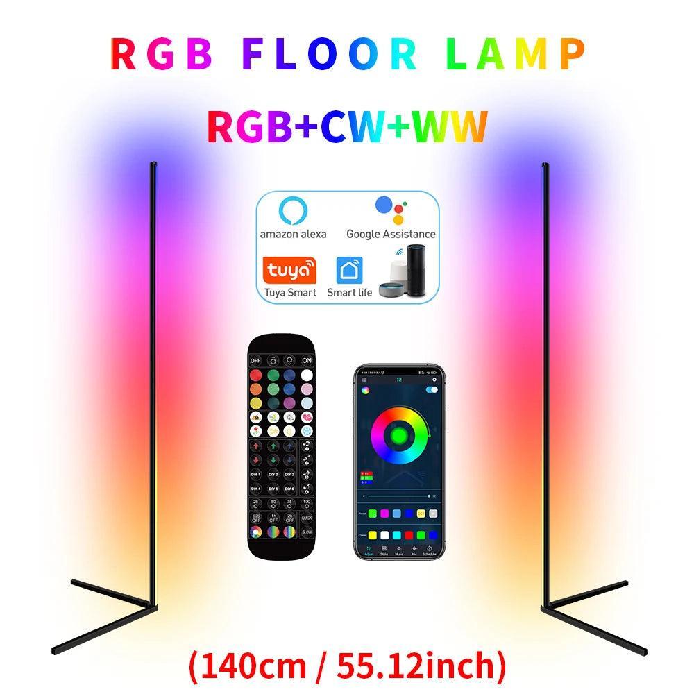 Dimmable RGB Smart Corner LED Floor Lamp - Lumaz