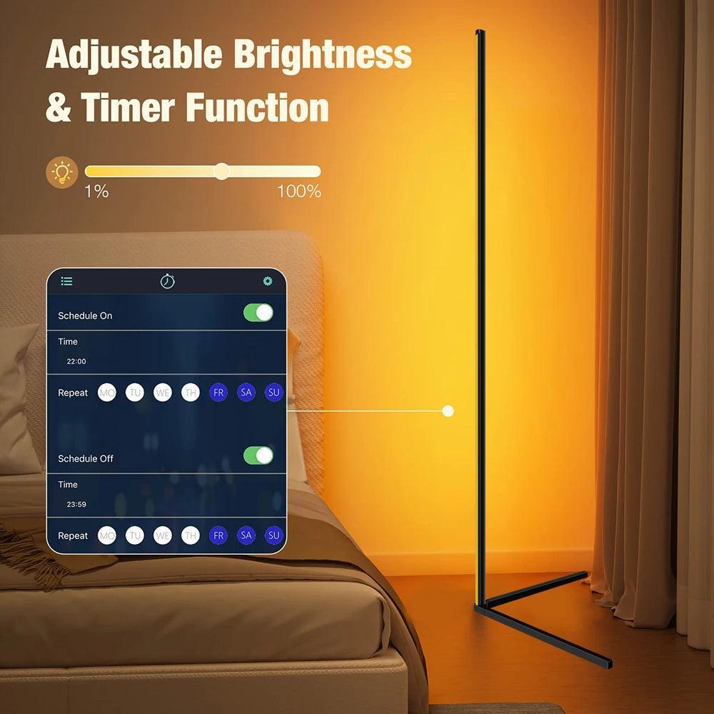 Dimmable RGB Smart Corner LED Floor Lamp - Lumaz