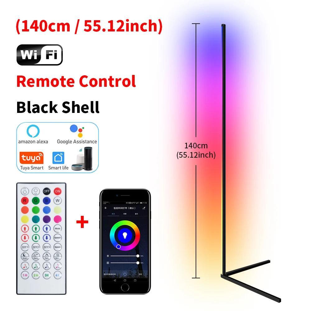 Dimmable RGB Smart Corner LED Floor Lamp - Lumaz