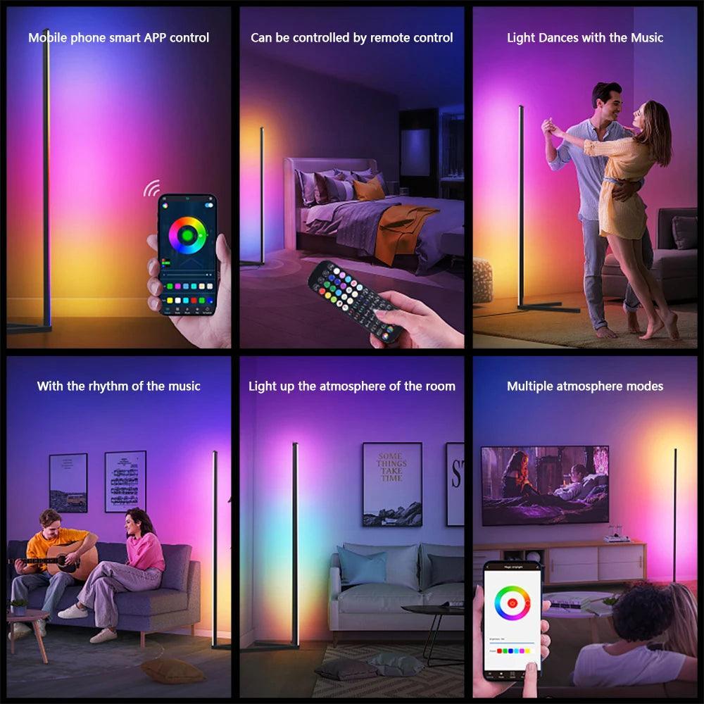 Dimmable RGB Smart Corner LED Floor Lamp - Lumaz